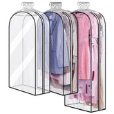 MISSLO 10-inch gusset clear garment bag showing capacity for shirts and suits.