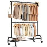 MISSLO heavy-duty clothes rack on wheels offers stable garment storage and easy mobility.