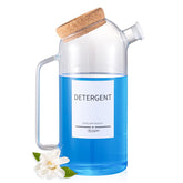 Mithrgrous 60.9oz glass detergent dispenser with cork lid for spill-free pouring.