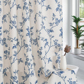MitoVilla blue boho shower curtain with floral pattern for cottagecore bathroom decor
