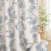 MitoVilla blue farmhouse shower curtain overall view adds cottagecore charm to your bathroom.
