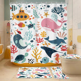 Mitpok kids shower curtain with whale pattern adds playful charm to bath time.