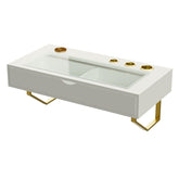 MIUJOTI floating vanity table front view showing space-saving wall mount for small rooms