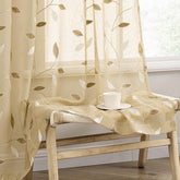 MIULEE beige sheer curtains with embroidered leaf pattern add natural light and refined decor