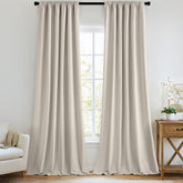 MIULEE blackout curtains 96in beige with back tab for daytime sleep