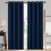 MIULEE blackout curtain in midnight blue with linen texture enhances room darkness