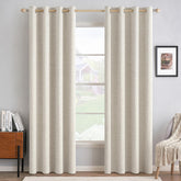 MIULEE blackout linen curtains in a bedroom showing two-panel 52x96 setup for privacy