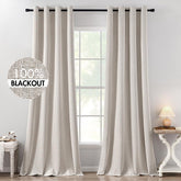 MIULEE blackout linen curtains ivory panel close-up texture highlighting luxury and privacy.