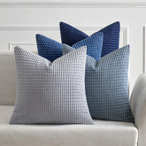 MIULEE blue corduroy fabric close-up showing soft texture for cozy decor.