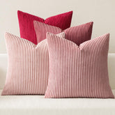 MIULEE boho farmhouse pillow cover in rose pink stripe for a warm living room.