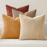 MIULEE terracotta stripe pillow cover enhances warm boho vibes on a sofa