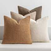 MIULEE bouclΓ© pillow cover texture enhances a warm brown living room accent