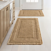 MIULEE brown waffle bath mat 17x24 front view, highly absorbent and plush.