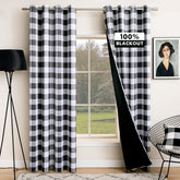 MIULEE buffalo plaid curtains packaging shows two panels ready for installation