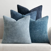 MIULEE chenille 16x16 pillow cover in neutral blue adds soft texture to seating.