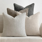 MIULEE chenille pillow cover close-up texture enhances cozy living room ambiance.