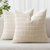 MIULEE corduroy euro sham cream front view boosts sofa style