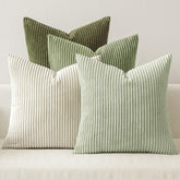 MIULEE corduroy throw pillow cover in green gradient enhances sofa styling