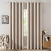 MIULEE natural beige textured curtains with 62x84-inch panels provide soft light control.