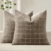 MIULEE decorative chenille plaid pillow cover close-up highlights durable texture for sofa decor.