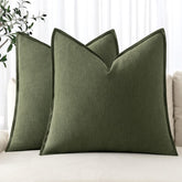 MIULEE decorative linen euro sham 26x26 dark olive, front view for versatile home styling.