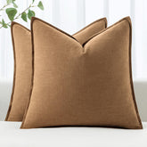 MIULEE decorative linen pillow cover 20x20 brown for a neutral living room.