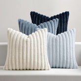 MIULEE faux fur plush pillow cover navy 18x18 front view for cozy sofa texture.