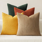 MIULEE green-rust corduroy pillow cover with stripe for cozy Boho decor.