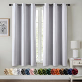MIULEE greyish white blackout curtains on a window with soft drape