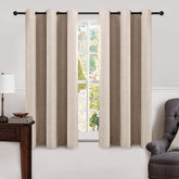 MIULEE linen texture curtains in natural beige frame a window for cozy privacy.