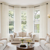 MIULEE natural linen curtains with rod-pocket for a sleek, easy installation.