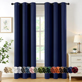 MIULEE navy blue blackout curtain panel closed for enhanced privacy and darker sleep