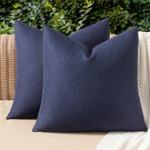 MIULEE navy outdoor pillow covers on patio sofa for cohesive look