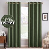 MIULEE olive green linen textured curtains two panels in 52x84 for room darkening