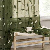 MIULEE olive green sheer curtains with embroidered leaves brighten living spaces