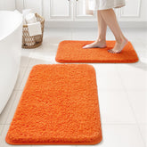 MIULEE orange bathroom rug set with soft-plush-top for cloud-like comfort after shower.