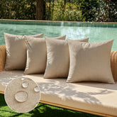 MIULEE outdoor pillow cover light tan 18x18 front view showing fabric texture and color