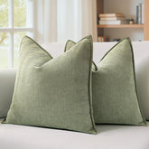 MIULEE sage green pillow cover front view with plush chenille texture for sofa
