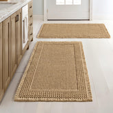 MIULEE set of two waffle bath mats with bordered brown design, keeps floors dry
