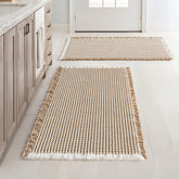 MIULEE waffle bath rug set, brown and white, with non-slip backing for safe bathroom steps.