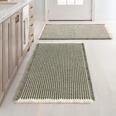 MIULEE waffle bath rugs set in green and cream add cozy style and absorbent comfort