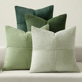 MIULEE Spring Green pillow cover with patchwork striped design for cozy living rooms.