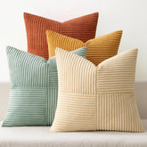 MIULEE teal-orange patchwork pillow cover closeup weave for cozy texture