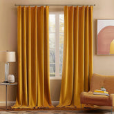 MIULEE velvet curtains mustard close-up texture for a luxurious living room