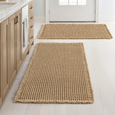 MIULEE waffle bath mats brown 18x30 front view showing plush texture