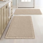 MIULEE waffle bath mats pale beige set with absorbent design for quick moisture pickup