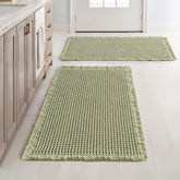 MIULEE waffle bath mats sage green with non-slip backing for safer bathroom floors.