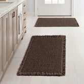MIULEE waffle bath rug chocolate, 17x24 inches, front view for quick water absorption.