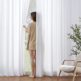MIULEE white privacy curtain panel 52x84 front view for soft diffused light and privacy.