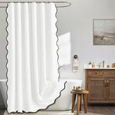 MIULEE white scalloped curtain with linen texture offers durable privacy and spa-like appeal.